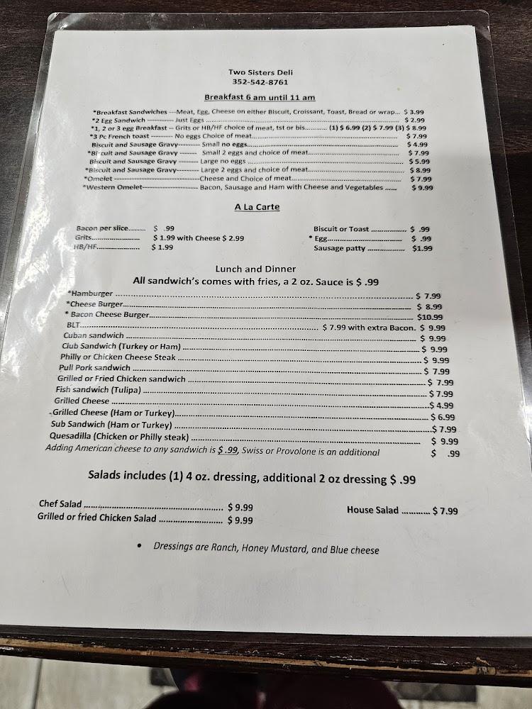 Two Sister's Deli Menu image 4